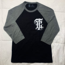 Load image into Gallery viewer, Black and grey Tyler C tattoos Baseball T-Shirt
