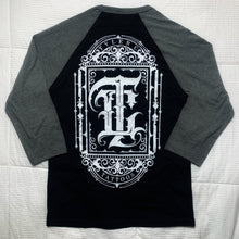 Load image into Gallery viewer, Black and grey Tyler C tattoos Baseball T-Shirt

